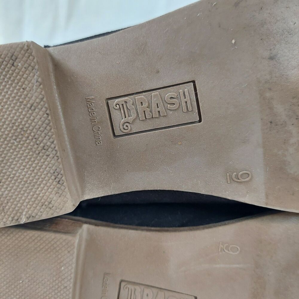 Brash Womens Size 9 Lace Up Short Ankle Black Boot Low Heel Suede Like Fabric - Picture 7 of 11